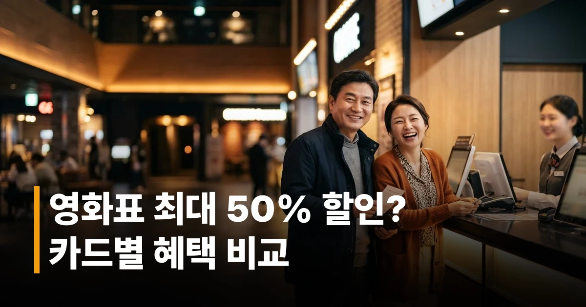 2026년 CGV 할인 카드 혜택을 확인하는 한국 중장년 부부