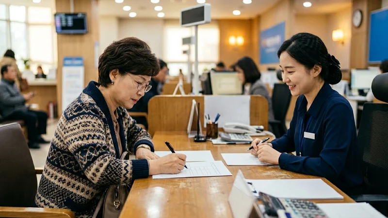 고유가지원금 신청 서류를 준비하는 60대 한국 여성