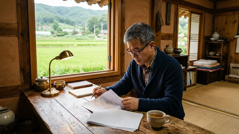 농촌 주택과 농지를 배경으로 귀농귀촌 세제혜택을 정리하는 이미지