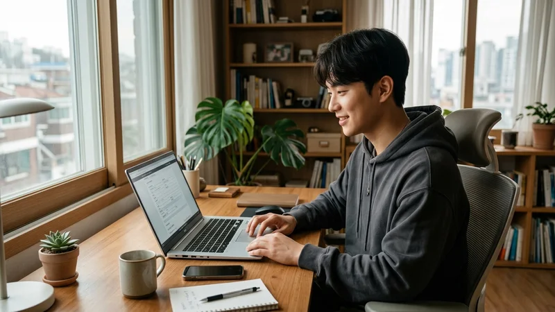 경기도 청년기본소득 포털에서 온라인 신청하는 청년의 모습
