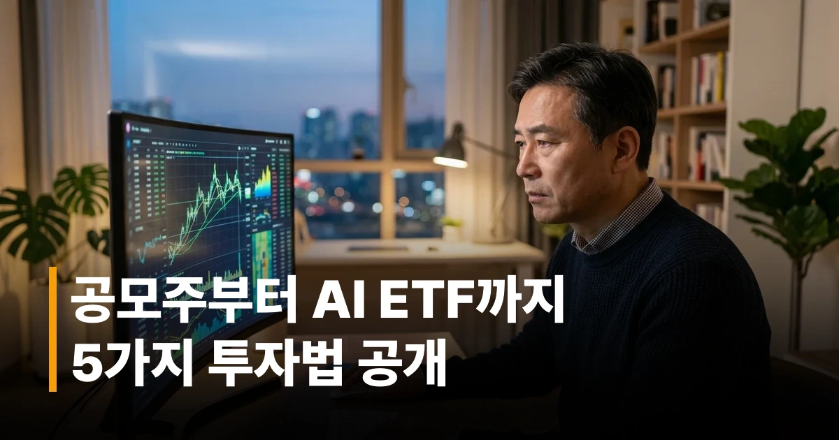 40대 남성 투자자가 컴퓨터 화면에서 앤트로픽 주식 상장 관련 정보를 검색하는 모습