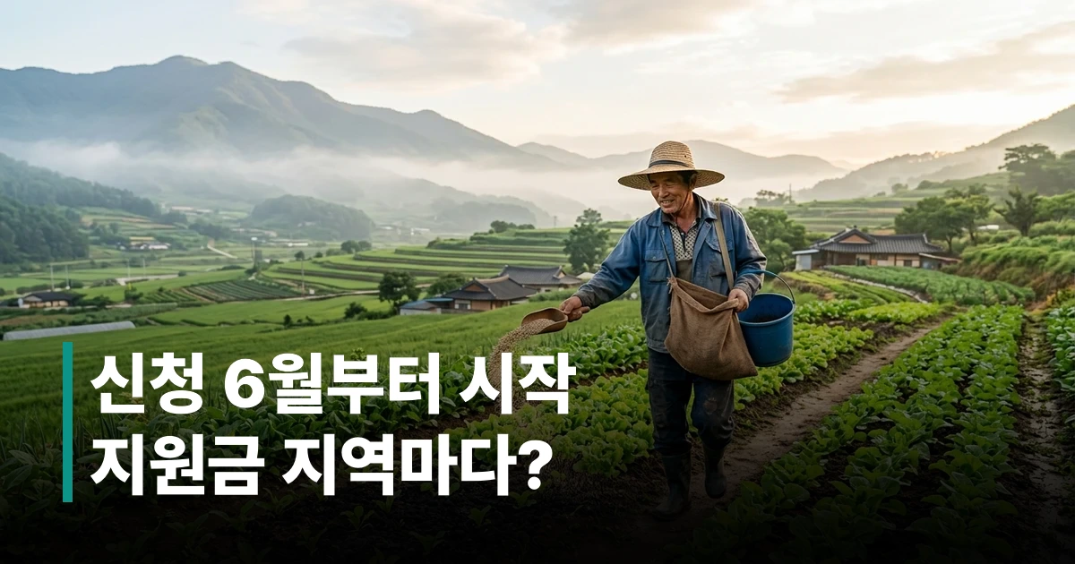 2027년 유기질비료 지원사업 신청 안내 - 농지에서 비료를 살포하는 농업인