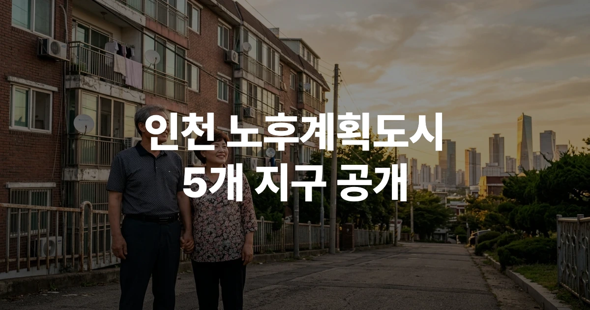 인천 노후계획도시 선도지구 대상 아파트 단지 전경과 재건축 기대감을 보여주는 이미지