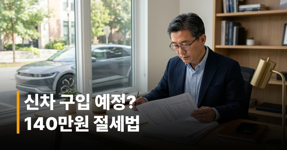 전기차 취득세 감면 신청 방법을 알아보는 40대 남성이 서류를 검토하는 모습