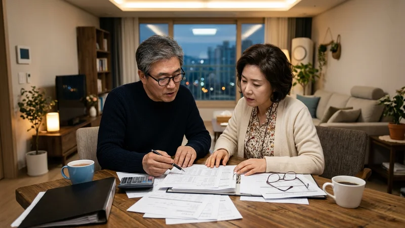 카카오뱅크 부동산담보대출 금리와 한도를 함께 확인하는 중년 부부