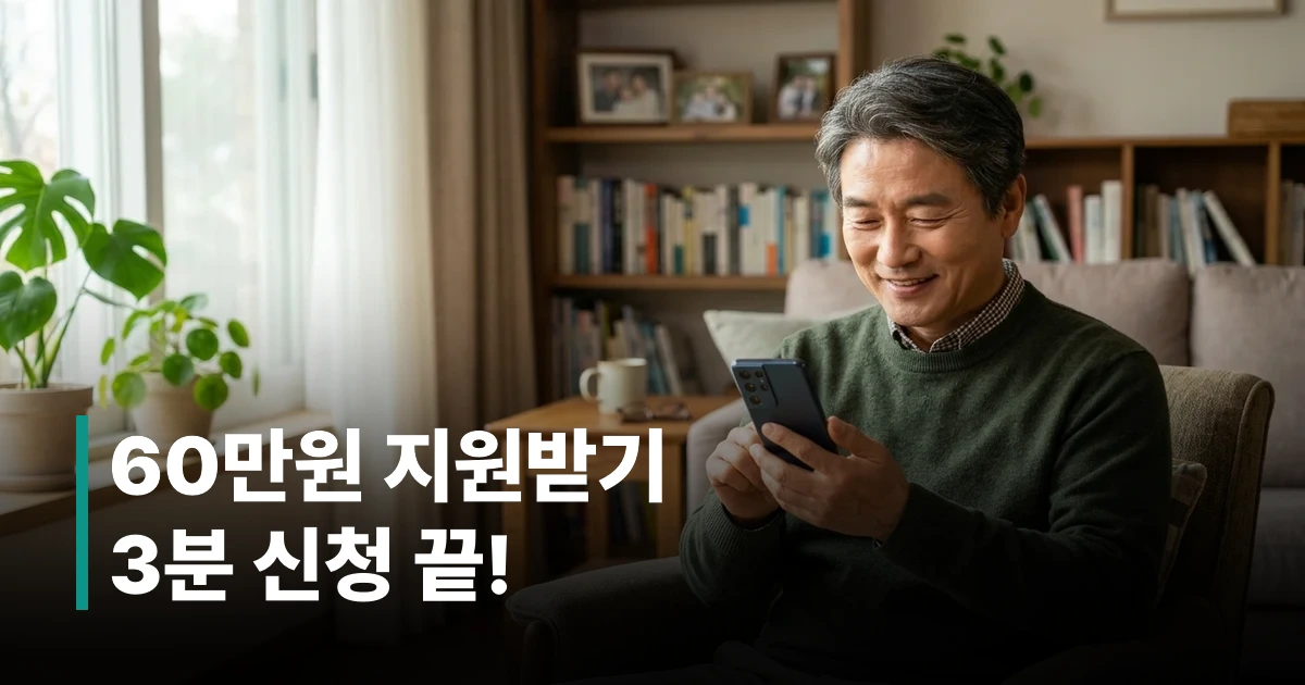2026 고유가 피해지원금 신청 방법을 스마트폰으로 확인하는 50대 남성