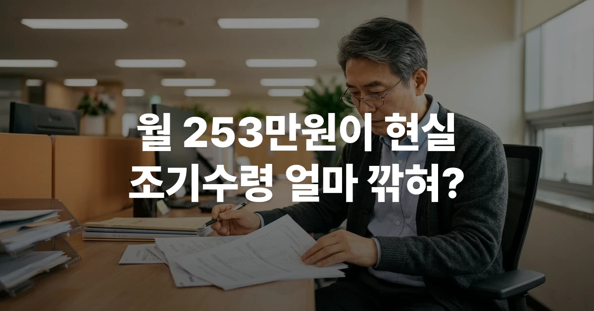50대 공무원이 책상에서 퇴직연금 서류를 꼼꼼히 검토하는 모습