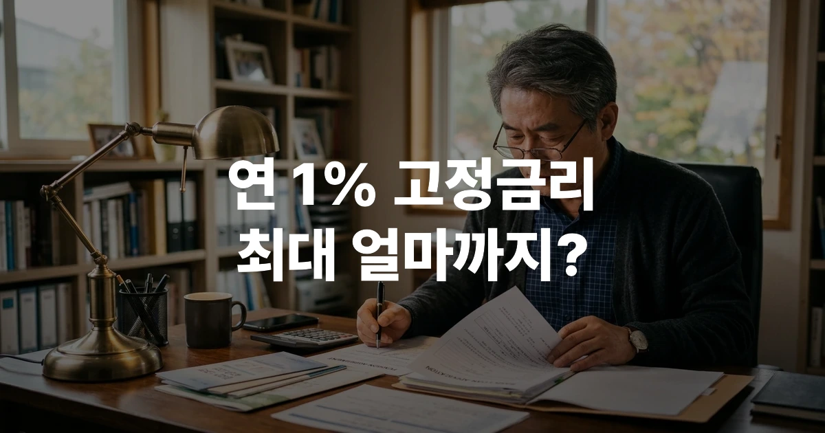 공적연금 수급증서와 대출 서류를 검토하는 60대 한국인 남성