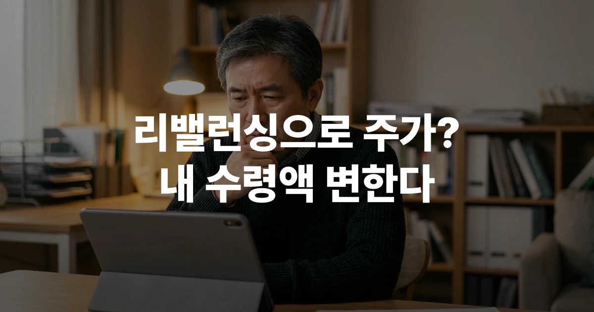 국민연금 리밸런싱 주가 하락 영향을 분석하는 50대 한국인 남성이 태블릿으로 코스피 차트를 확인하는 모습