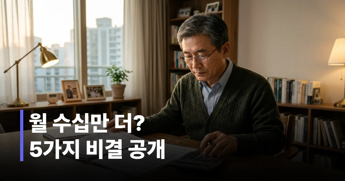 국민연금 예상 수령액 늘리는 방법을 계산기로 꼼꼼히 검토하는 50대 남성