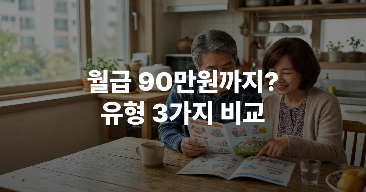 2026년 노인일자리 사업 유형별 신청 자격과 월급 조건을 살펴보는 60대 부부