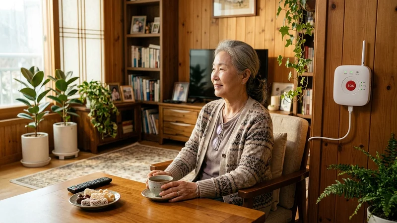 주민센터에서 복지 담당자와 응급안심서비스를 상담하는 어르신