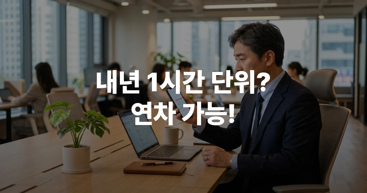 시간단위 연차 신청방법을 스마트폰으로 확인하는 40대 한국 직장인
