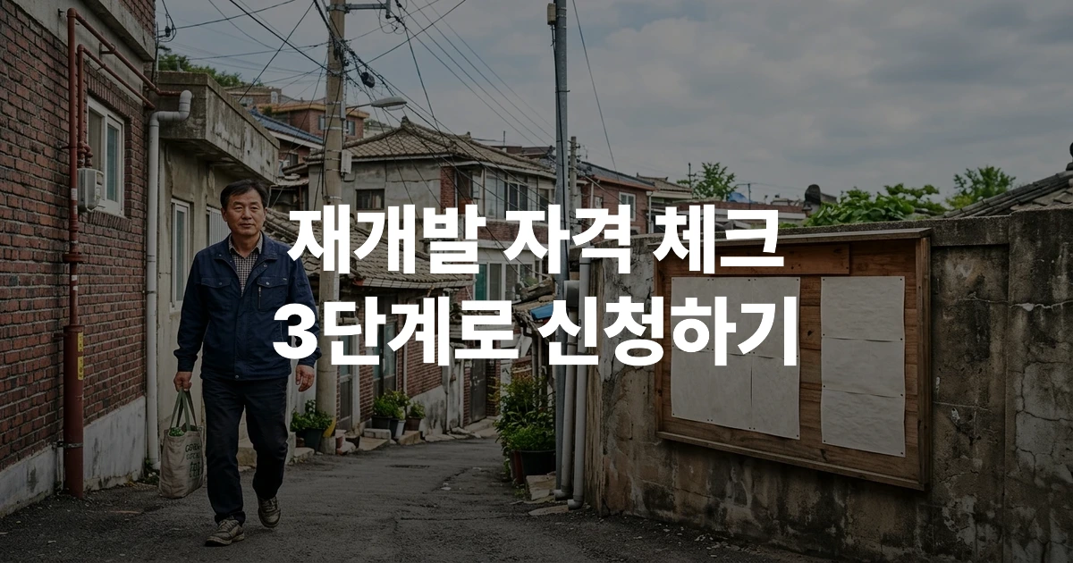 인천 구도심 노후 주택가 전경과 재개발 특별정비예정구역 안내 이미지