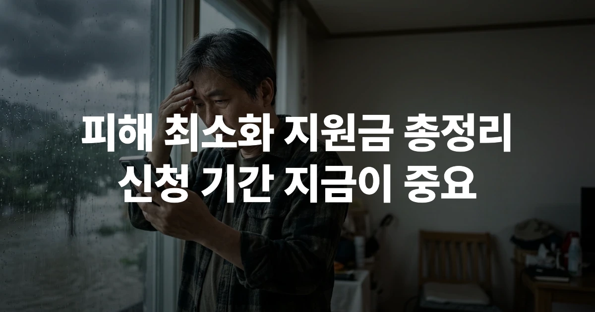 스마트폰으로 장마 전 정부 지원금을 확인하는 50대 한국인 남성