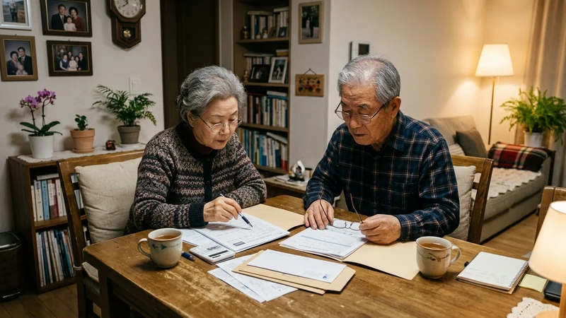 노인복지 지원금 신청서류를 꼼꼼히 검토하는 어르신