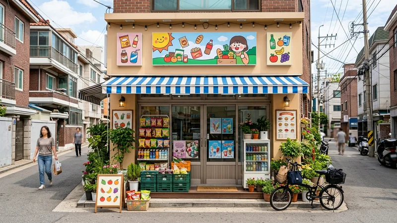 착한가격업소 표시가 붙은 한국 동네 음식점 거리 풍경