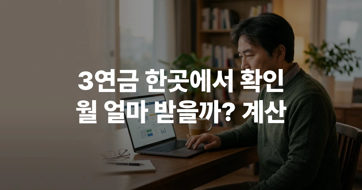 통합연금포털 화면을 노트북으로 확인하는 50대 한국 남성