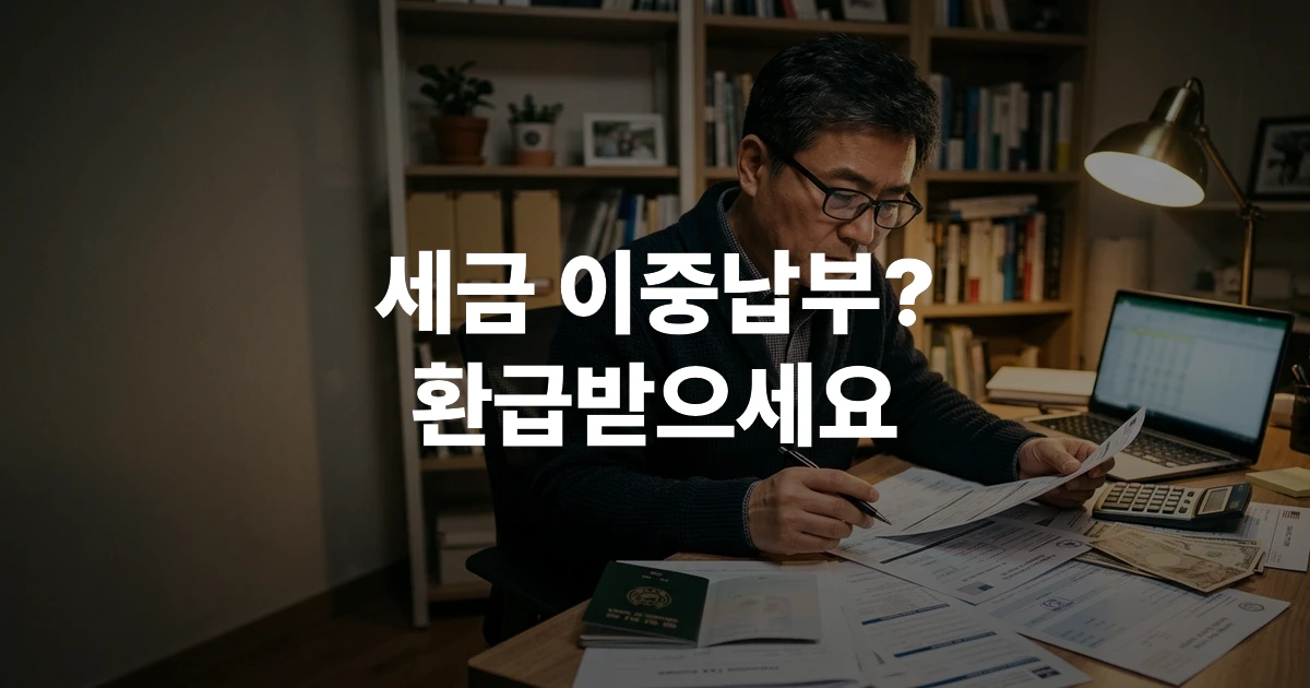 해외거주 한국인 40~60대가 이중과세 환급 서류를 작성하는 장면