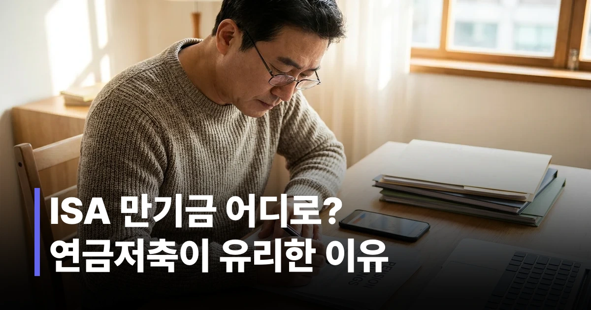 2026년 ISA 만기자금 연금저축 전환 방법과 세액공제 혜택을 검토하는 50대 한국인