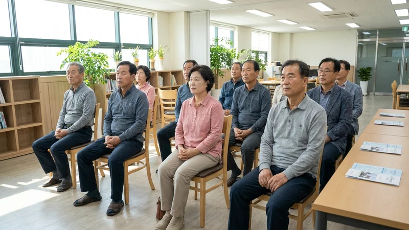 노인일자리 신청 서류를 준비하는 60대 한국인 어르신의 모습