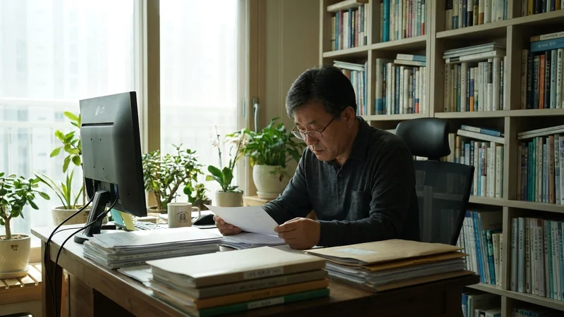 실비보험 세대별 보장 비교를 확인하는 중년 남성
