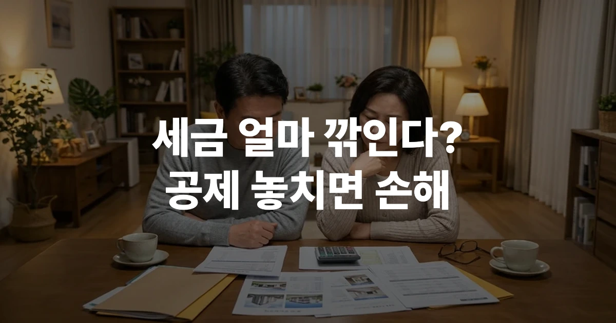 2026년 양도소득세 계산 방법을 확인하는 50대 한국인 남성이 부동산 계약서와 세금 서류를 검토하는 모습