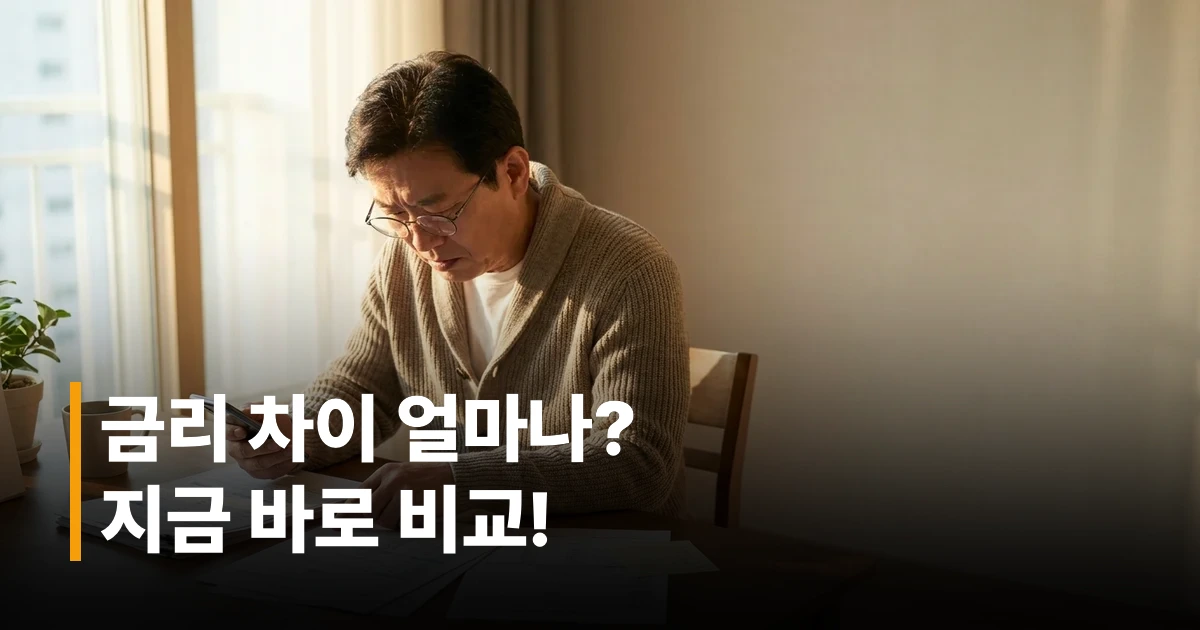 2026년 은행별 예금금리를 스마트폰으로 비교하는 50대 남성