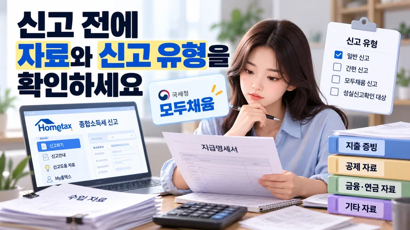신고 전에 자료와 신고 유형을 확인하세요