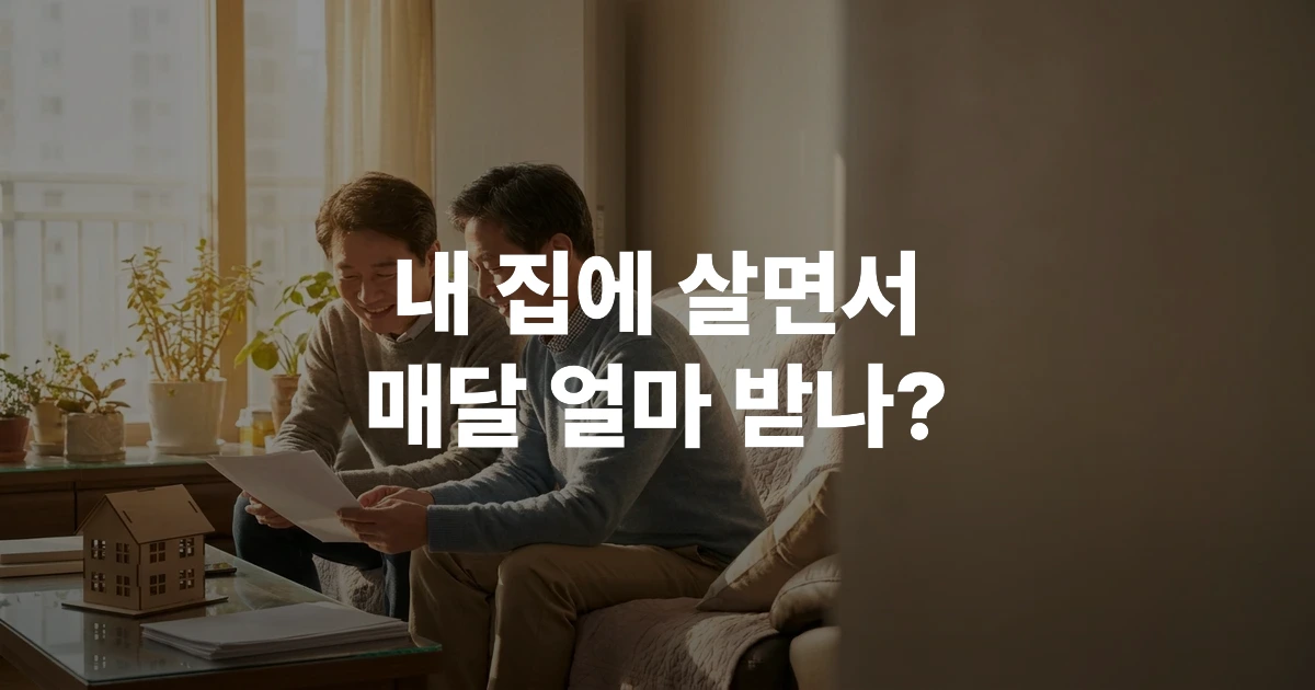주택연금 가입조건 안내 - 55세 이상 한국 부부가 자택 거실에서 연금 관련 서류를 함께 검토하는 모습