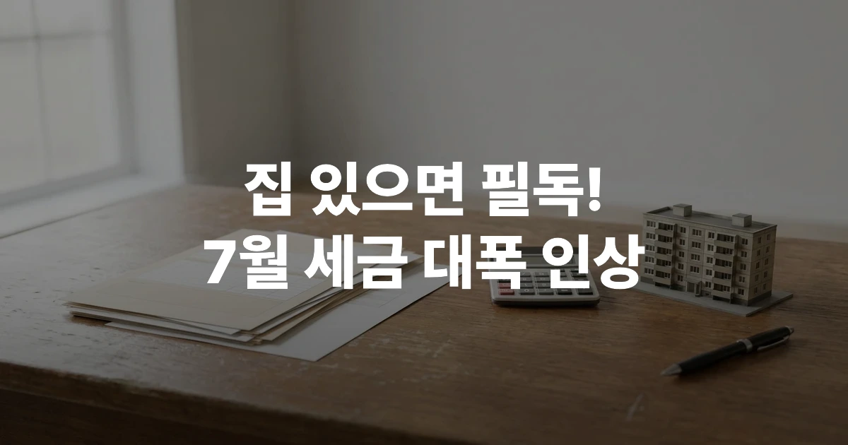 2026년 7월 부동산 세금 인상 관련 세금 서류와 아파트 단지 전경