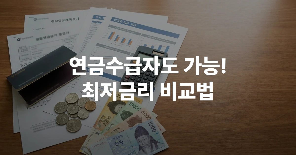 기초연금 수급자 대출 서류와 통장, 금리 비교표가 놓인 책상