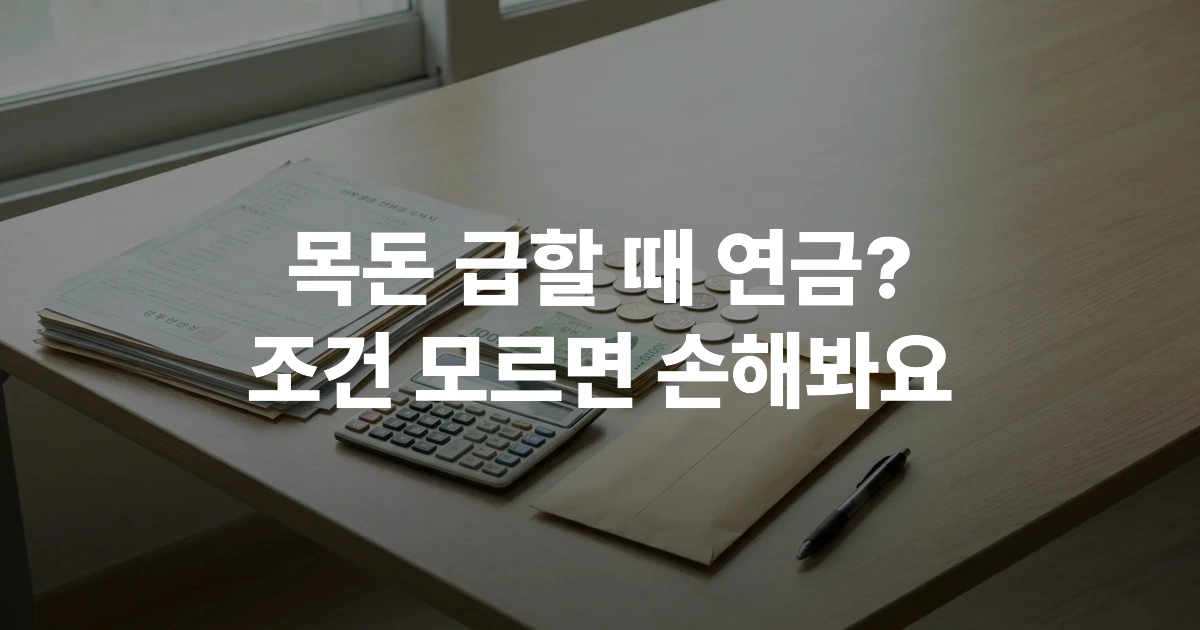 국민연금 반환일시금 신청 서류와 통장 및 계산기가 놓인 책상