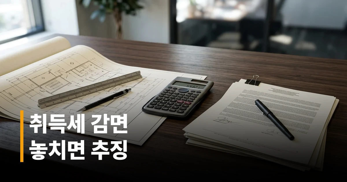 지식산업센터 취득세 감면 조건 안내 책자와 서류 봉투