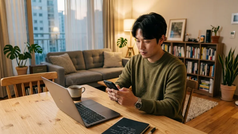 스마트폰을 통해 복지로 웹사이트에서 지원금을 신청하는 모습