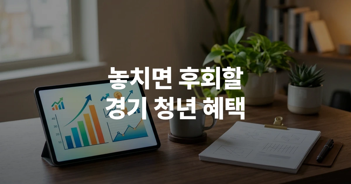 2026년 경기도 청년복지포인트 지원금 신청 안내를 나타내는 디지털 업무 환경의 썸네일 이미지