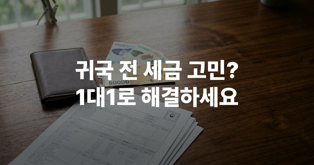 국세청 국내복귀 세무상담 서비스를 소개하는 안내 책자와 사무실 전경