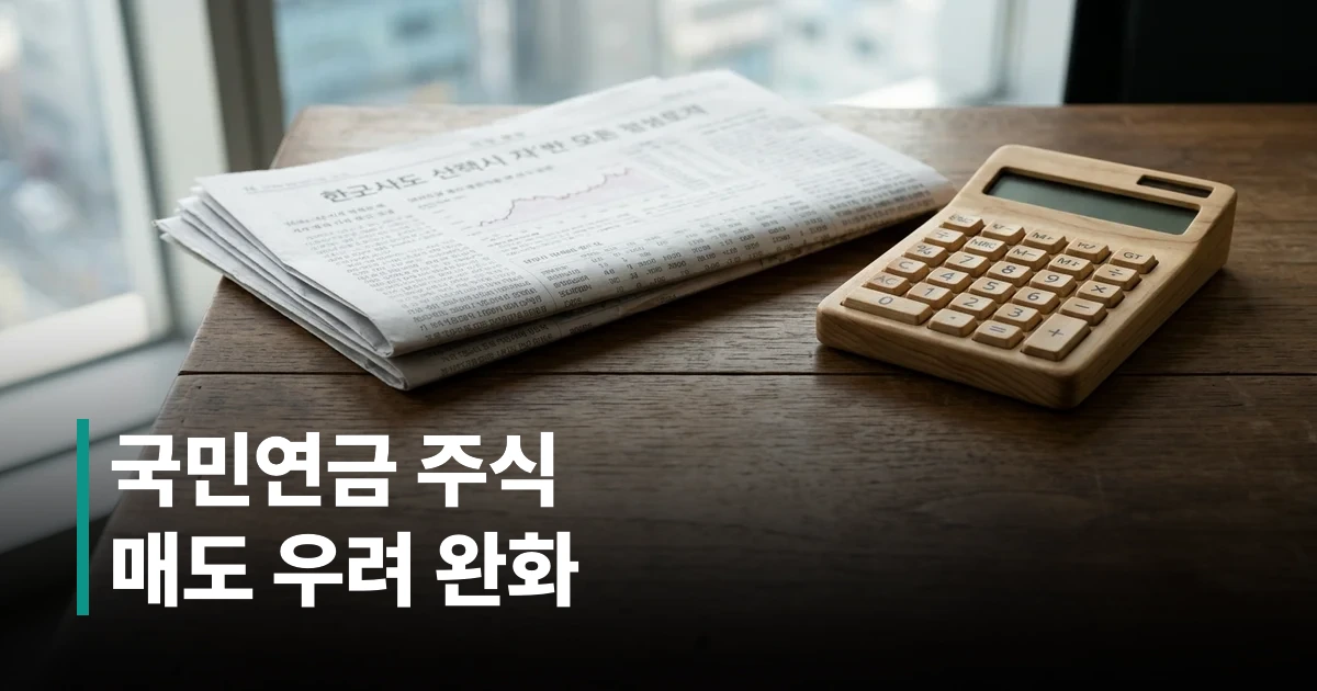 국민연금의 자산 배분 계획 변경에 따라 국내 주식 목표 비중이 상향되었음을 나타내는 인포그래픽 이미지