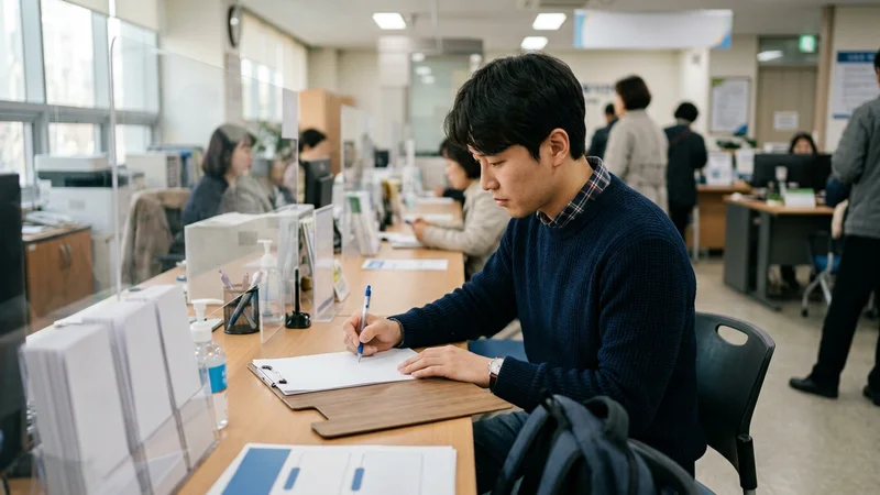 실업급여 신청 절차와 구직급여 지급 흐름을 보여주는 서류와 달력