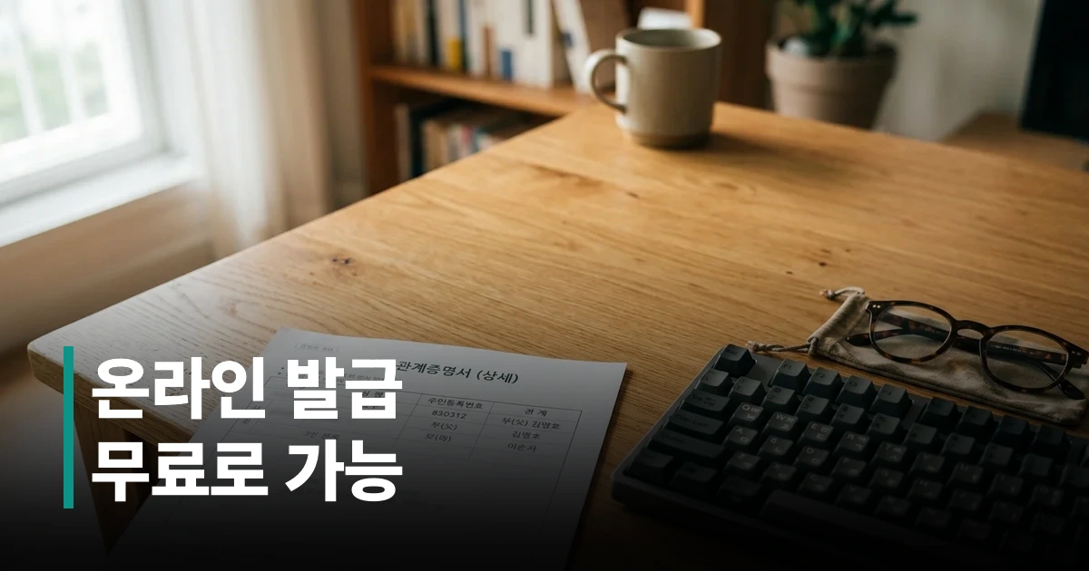 전자가족관계등록시스템에서 가족관계증명서를 발급받는 화면