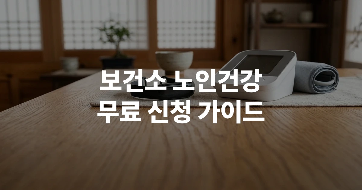 나무 테이블 위에 놓인 스마트 밴드 활동량계와 디지털 혈압계의 연출 사진