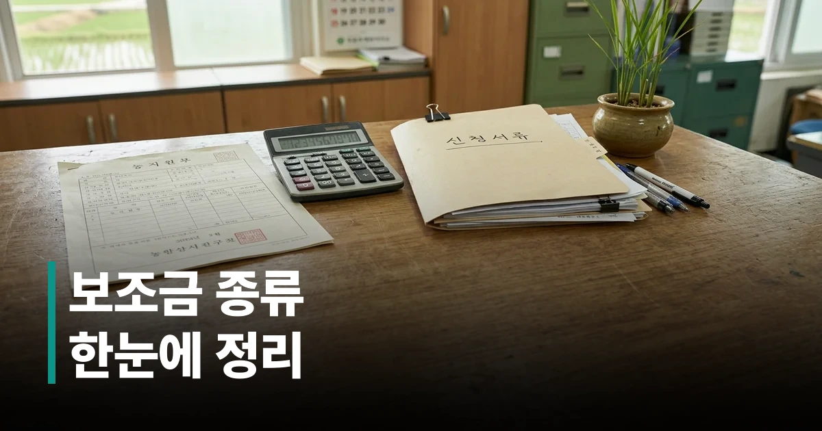 논밭에서 사용하는 농기계와 농업 서류가 놓인 책상