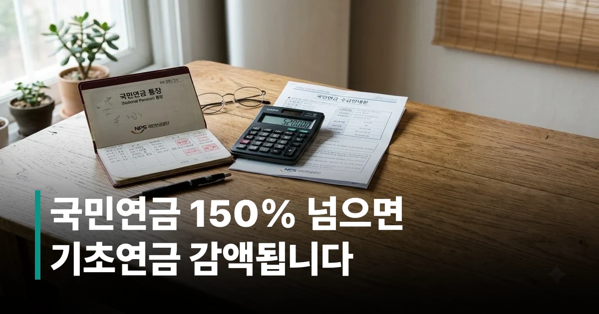 기초연금과 국민연금 수령액 계산을 위한 통장과 계산기