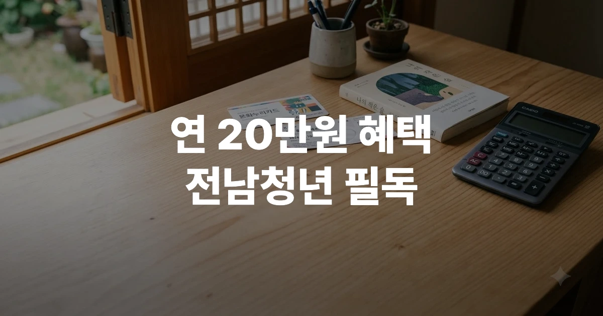 전남청년 문화복지카드 관련 데스크 위 서적과 카드 썸네일 이미지