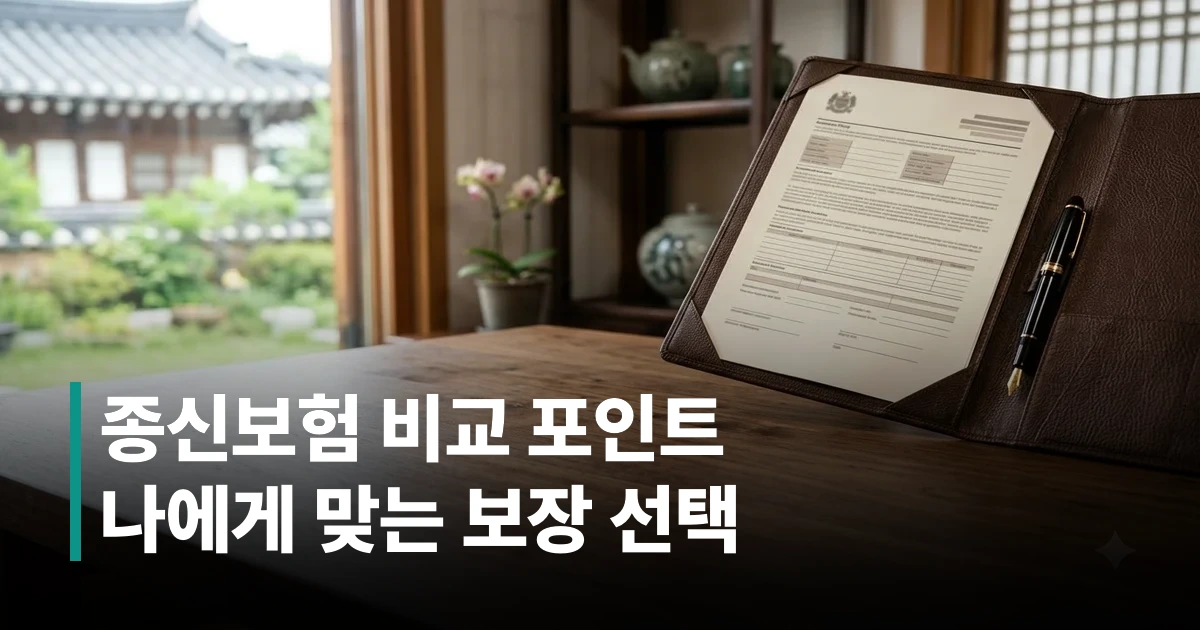 종신보험 비교 분석을 위한 보험 증서와 서류 파일
