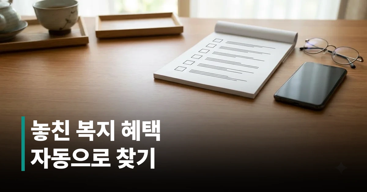 복지멤버십 신청방법 안내 서류와 스마트폰이 놓인 깔끔한 원목 책상 모습