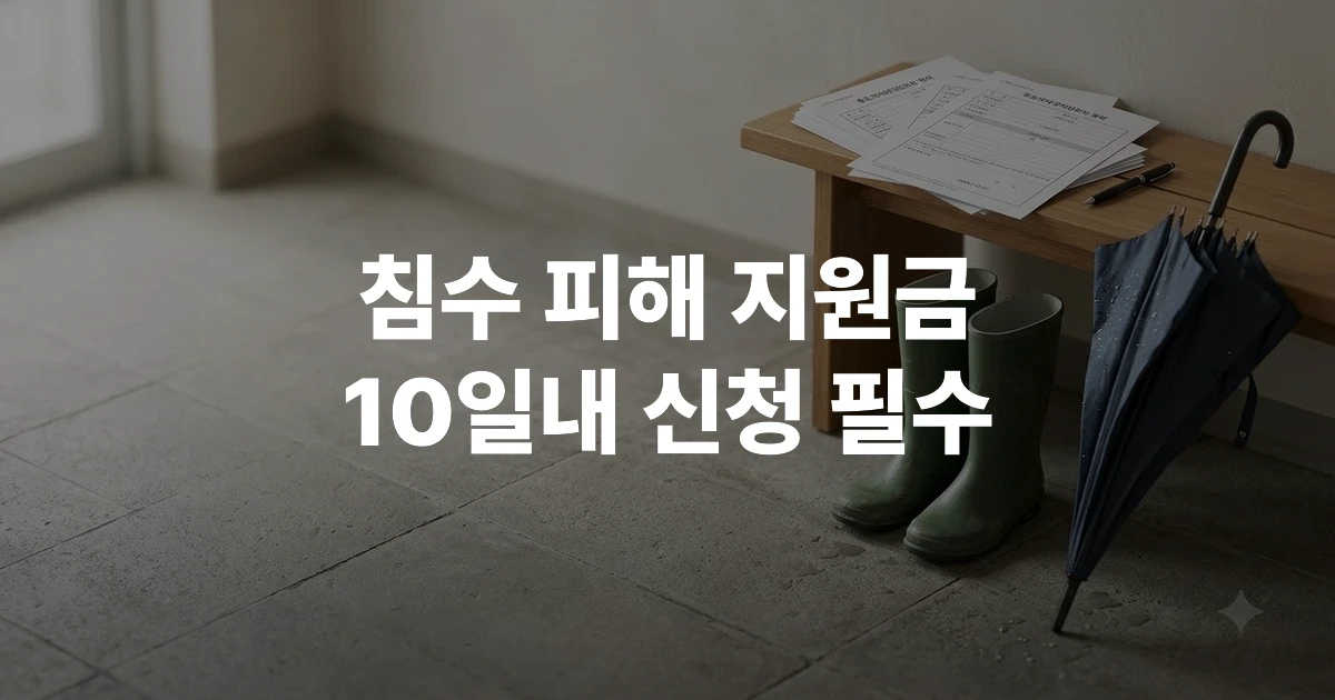 집중호우 피해 신고 서류와 현장 복구 물품이 놓인 테이블