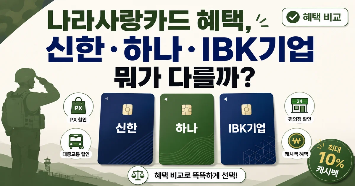 나라사랑카드 신한·하나·IBK기업 혜택 비교