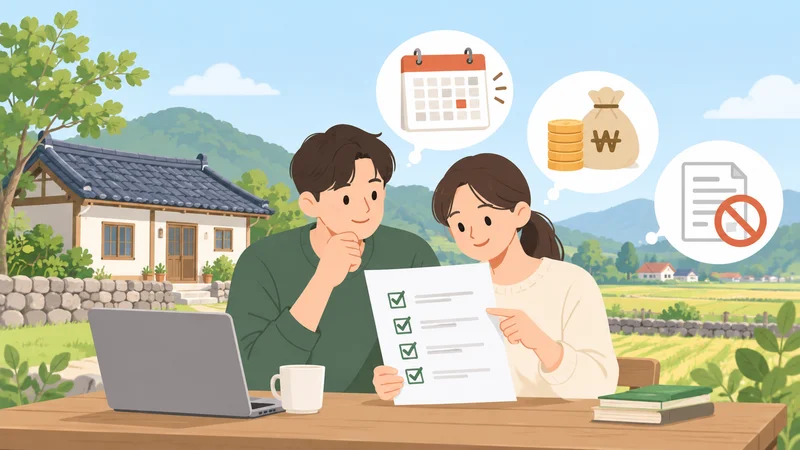 농촌 빈집 정비사업 신청 전 일정과 예산, 중복 지원 여부를 확인하는 모습