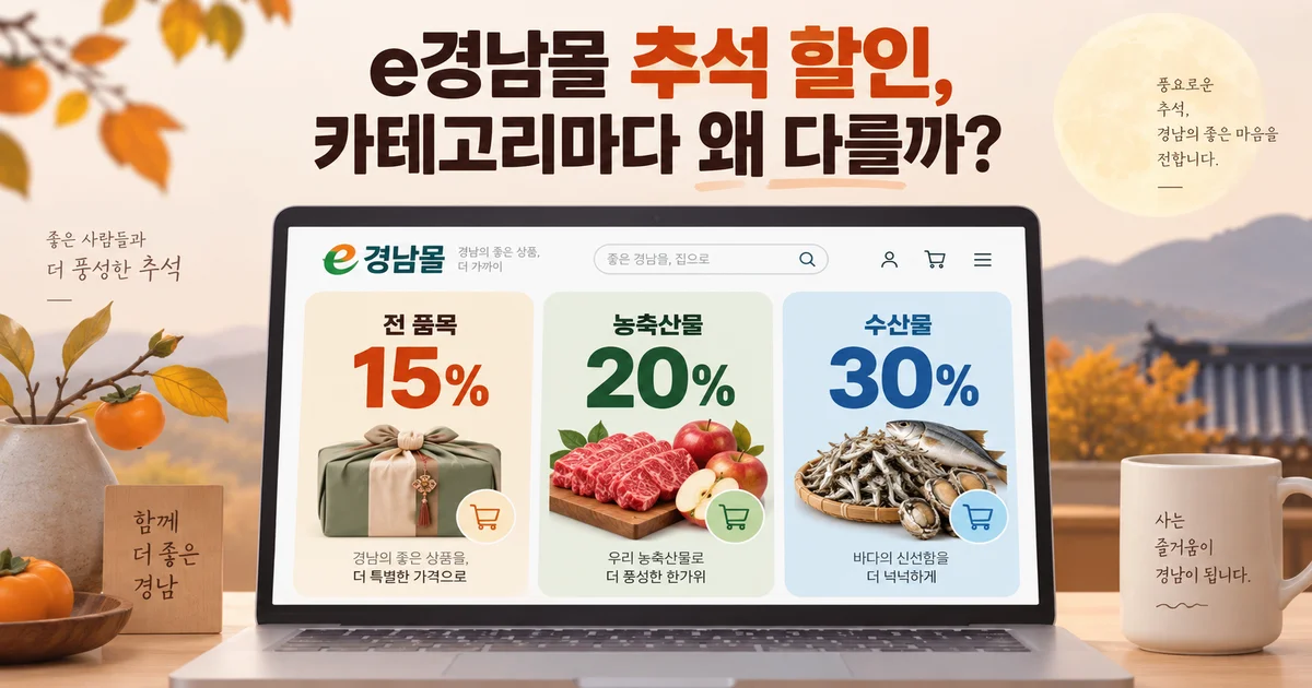 e경남몰 추석 할인 카테고리별 15%·20%·30% 할인 안내